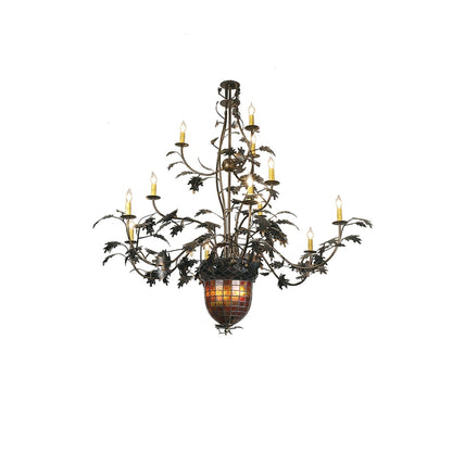 Meyda Tiffany Greenbriar Oak 14 Light 63" Wide Taper Candle Chandelier
