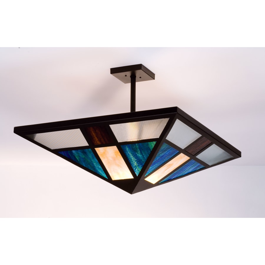 Meyda Tiffany Polaris Single Light 10" Wide Semi Flush Ceiling Fixture with Multi-colored Glass Shade