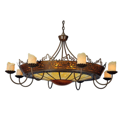 Meyda Tiffany Stanley 20 Light 35" Wide Pillar Candle Chandelier with Brown Mica Shade