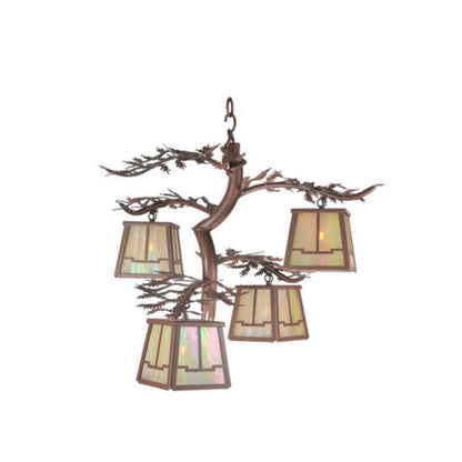 Meyda Tiffany Four Light Down Lighting Chandelier from the Pine Branch Collection