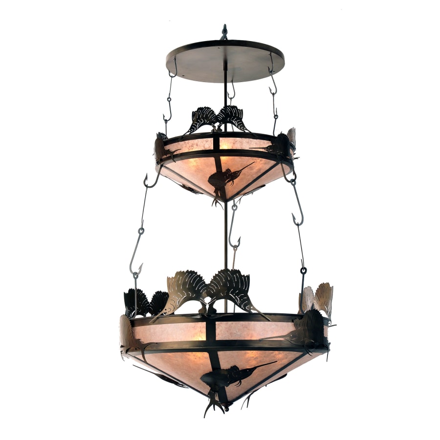 Meyda Tiffany Sailfish 10 Light 36" Wide Chandelier with Silver Mica Shade