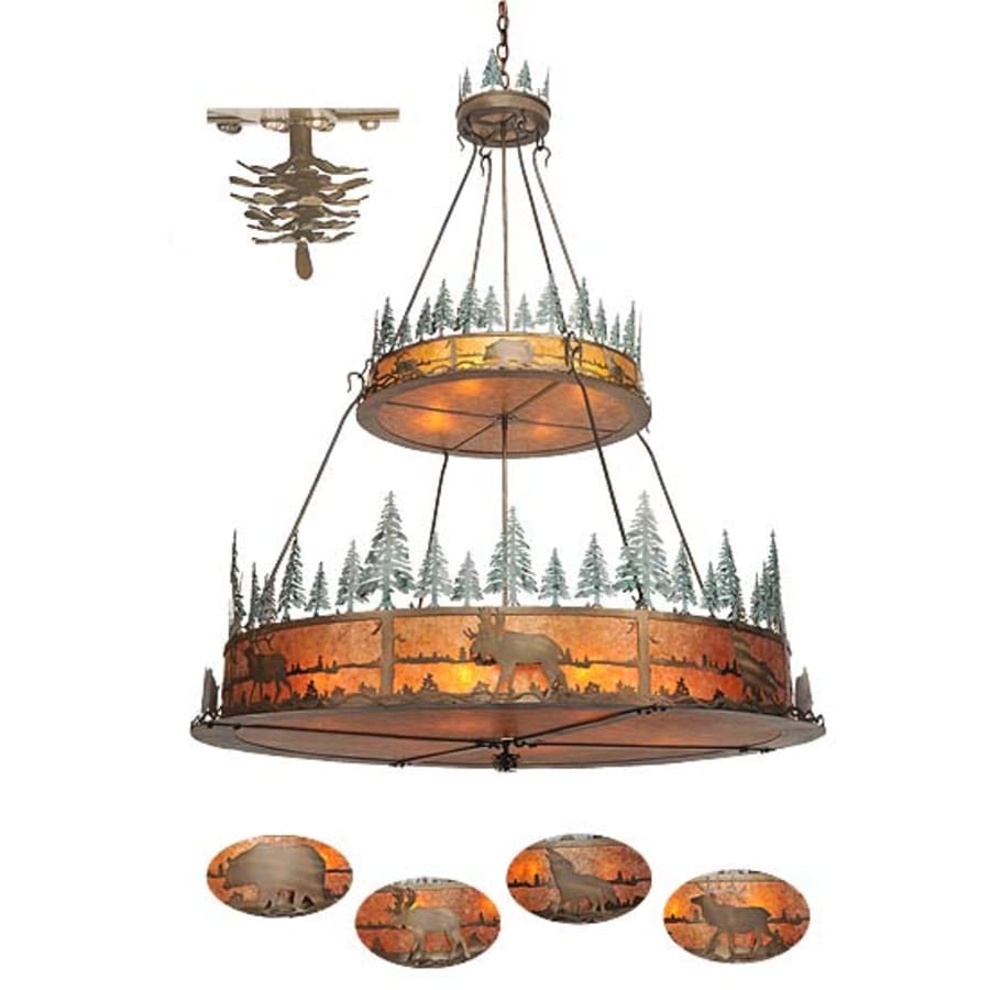 Meyda Tiffany Wildlife at Pine Lake 12 Light 72" Wide Drum Chandelier