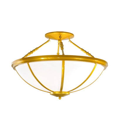 Meyda Tiffany Commerce 4 Light 35" Wide Semi-Flush Bowl Ceiling Fixture - Polished Brass Finish