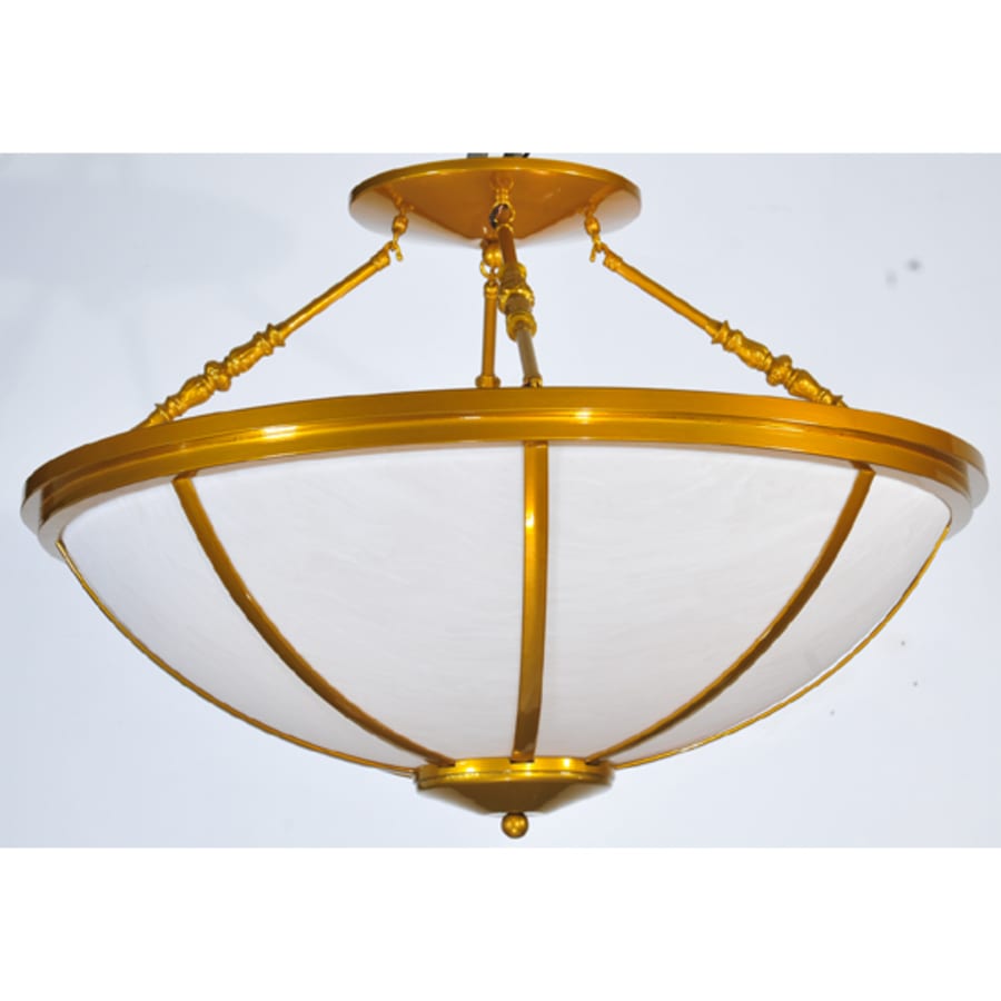 Meyda Tiffany Commerce 4 Light 35" Wide Semi-Flush Bowl Ceiling Fixture - Polished Brass Finish