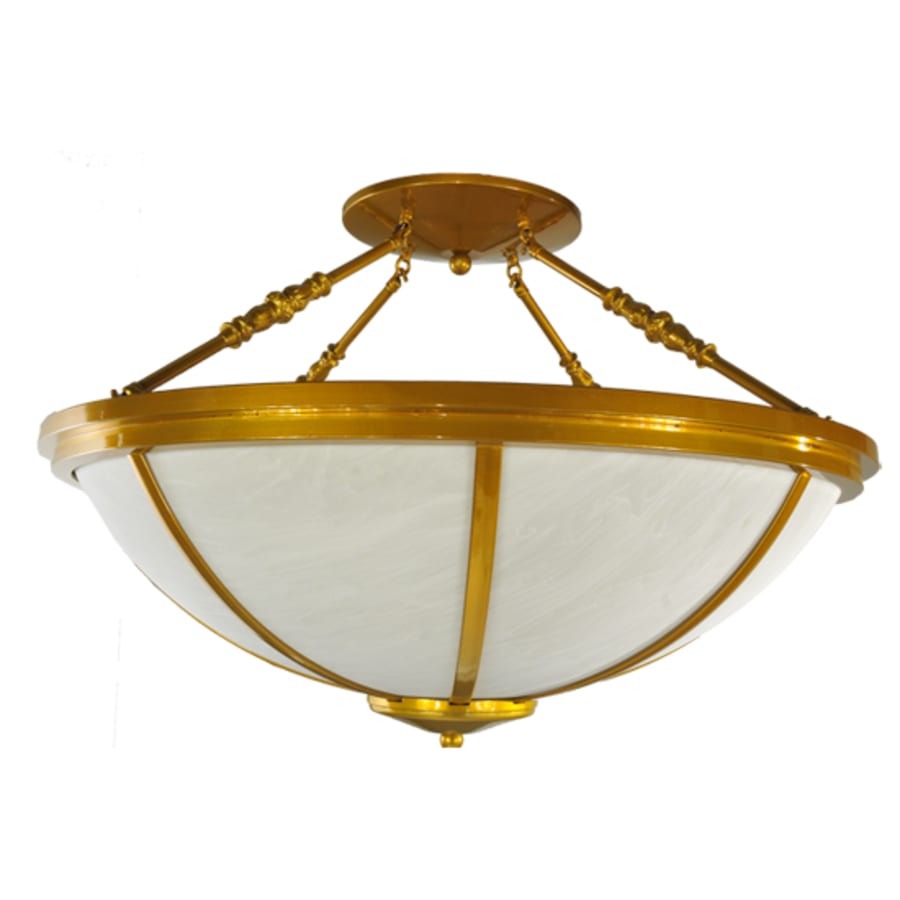 Meyda Tiffany Commerce 4 Light 35" Wide Semi-Flush Bowl Ceiling Fixture - Polished Brass Finish