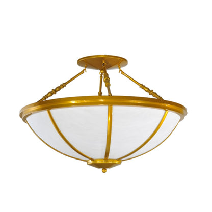 Meyda Tiffany Commerce 4 Light 35" Wide Semi-Flush Bowl Ceiling Fixture - Polished Brass Finish