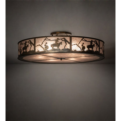 Meyda Tiffany Cowboy 6 Light 49" Wide Semi-Flush Drum Ceiling Fixture