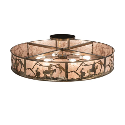 Meyda Tiffany Cowboy 6 Light 49" Wide Semi-Flush Drum Ceiling Fixture