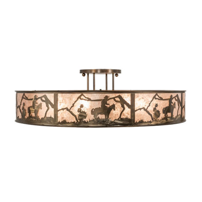 Meyda Tiffany Cowboy 6 Light 49" Wide Semi-Flush Drum Ceiling Fixture