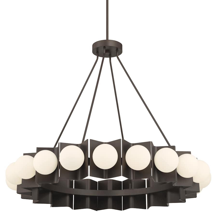 Minka Lavery Vestra 38" Wide LED Ring Chandelier with Etched, Opal Glass Shades