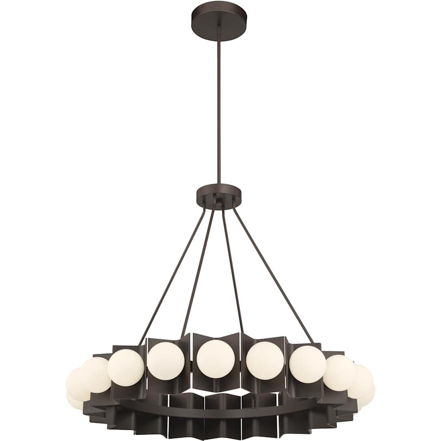 Minka Lavery Vestra 38" Wide LED Ring Chandelier with Etched, Opal Glass Shades