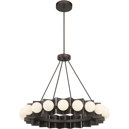 Minka Lavery Vestra 38" Wide LED Ring Chandelier with Etched, Opal Glass Shades