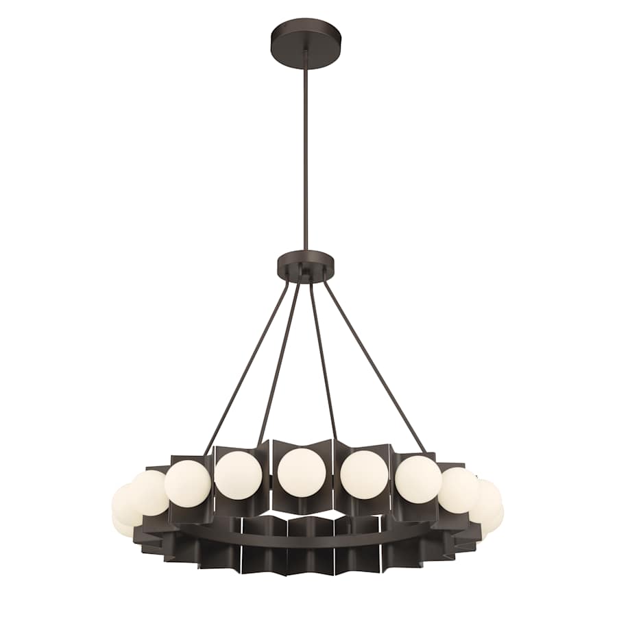 Minka Lavery Vestra 38" Wide LED Ring Chandelier with Etched, Opal Glass Shades