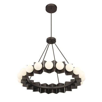 Minka Lavery Vestra 38" Wide LED Ring Chandelier with Etched, Opal Glass Shades