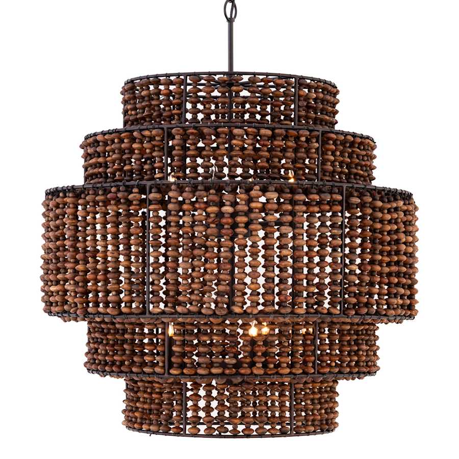 Minka Lavery Beaudelle 9 Light 30" Wide Wood Pendant with Wood Bead Shade