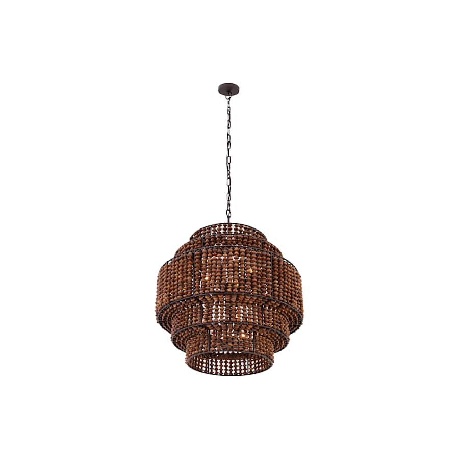 Minka Lavery Beaudelle 9 Light 30" Wide Wood Pendant with Wood Bead Shade