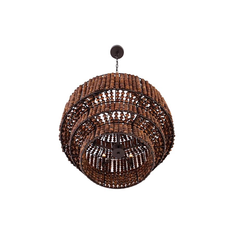 Minka Lavery Beaudelle 9 Light 30" Wide Wood Pendant with Wood Bead Shade
