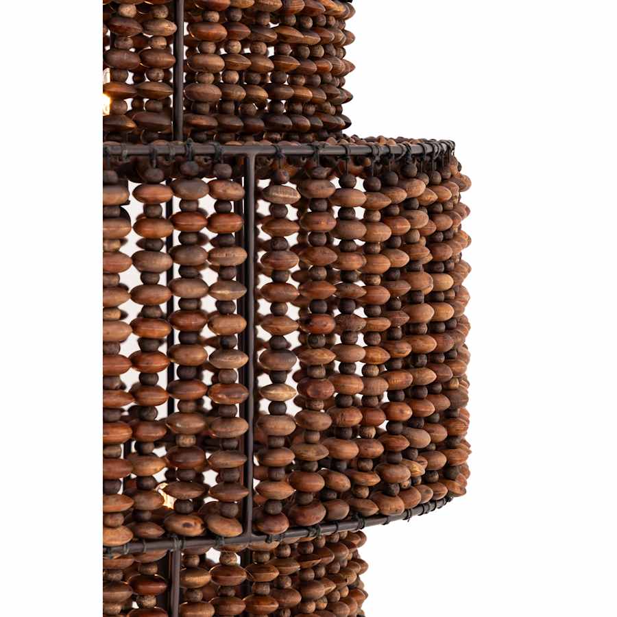 Minka Lavery Beaudelle 9 Light 30" Wide Wood Pendant with Wood Bead Shade