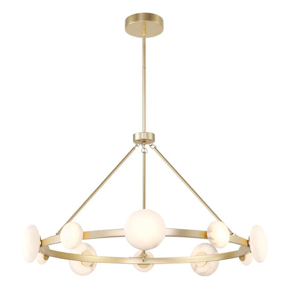 Minka Lavery Zill 42" Wide LED Ring Chandelier with Alabaster Stone Cylinders