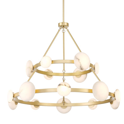 Minka Lavery Zill 16 Light 42" Wide Two Tiered LED Ring Chandelier with Alabaster Stone Shades