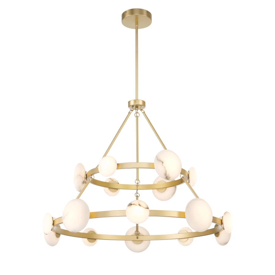 Minka Lavery Zill 16 Light 42" Wide Two Tiered LED Ring Chandelier with Alabaster Stone Shades