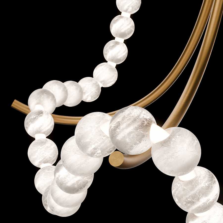 Modern Forms Parel 37" Wide LED Semi-Flush Ceiling Fixture with Spanish Alabaster Orbs