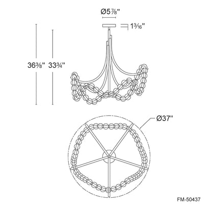 Modern Forms Parel 37" Wide LED Semi-Flush Ceiling Fixture with Spanish Alabaster Orbs