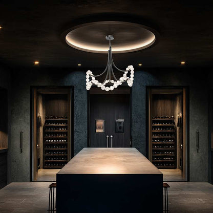 Modern Forms Parel 37" Wide LED Semi-Flush Ceiling Fixture with Spanish Alabaster Orbs