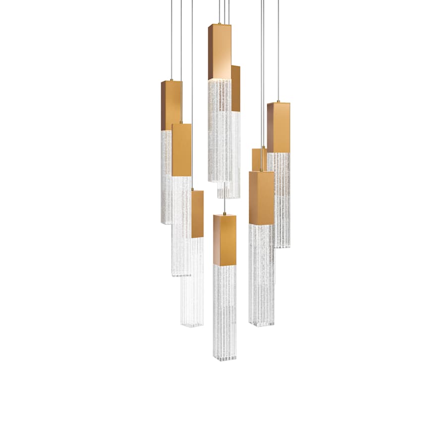 Modern Forms Cinema 17" Wide 9 Light LED Crystal Multi Light Pendant with Clear, Seedy Crystal Shades