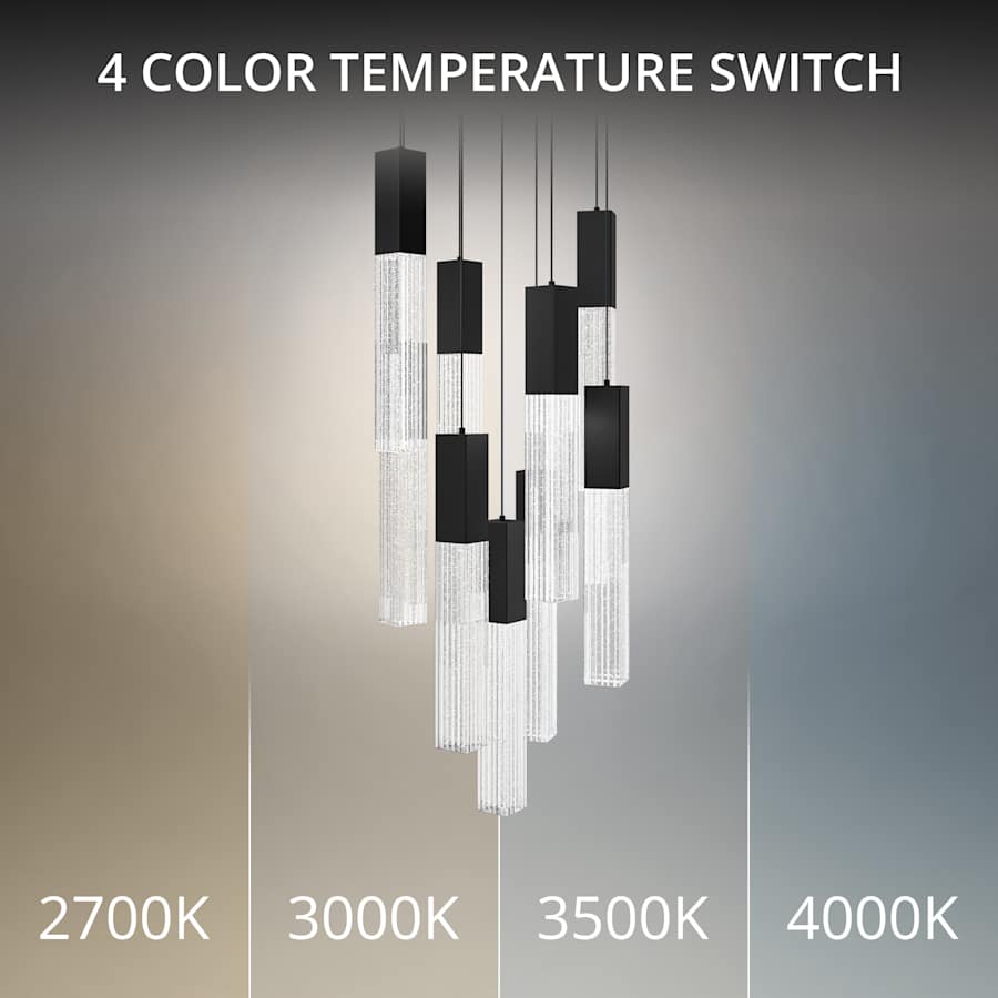 Modern Forms Cinema 17" Wide 9 Light LED Crystal Multi Light Pendant with Clear, Seedy Crystal Shades