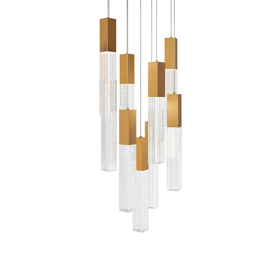 Modern Forms Cinema 17" Wide 9 Light LED Crystal Multi Light Pendant with Clear, Seedy Crystal Shades