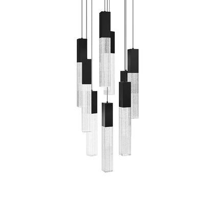 Modern Forms Cinema 17" Wide 9 Light LED Crystal Multi Light Pendant with Clear, Seedy Crystal Shades