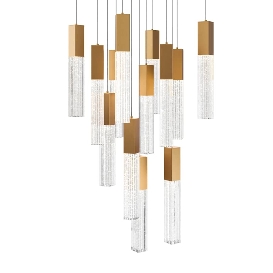 Modern Forms Cinema 20" Wide LED Crystal Multi Light Pendant with Clear, Seedy Crystal Shades