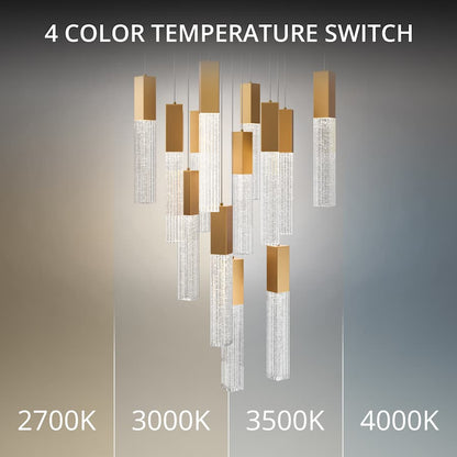 Modern Forms Cinema 20" Wide LED Crystal Multi Light Pendant with Clear, Seedy Crystal Shades