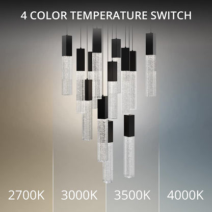Modern Forms Cinema 20" Wide LED Crystal Multi Light Pendant with Clear, Seedy Crystal Shades