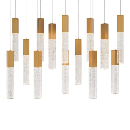 Modern Forms Cinema 40" Wide LED Crystal Linear Pendant with Clear, Seedy Crystal Shades