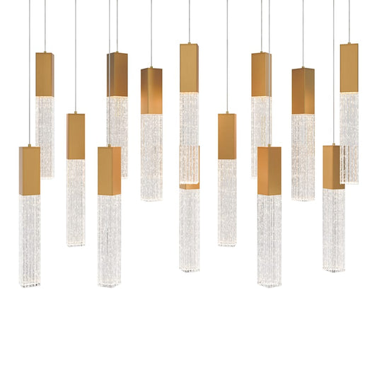 Modern Forms Cinema 40" Wide LED Crystal Linear Pendant with Clear, Seedy Crystal Shades
