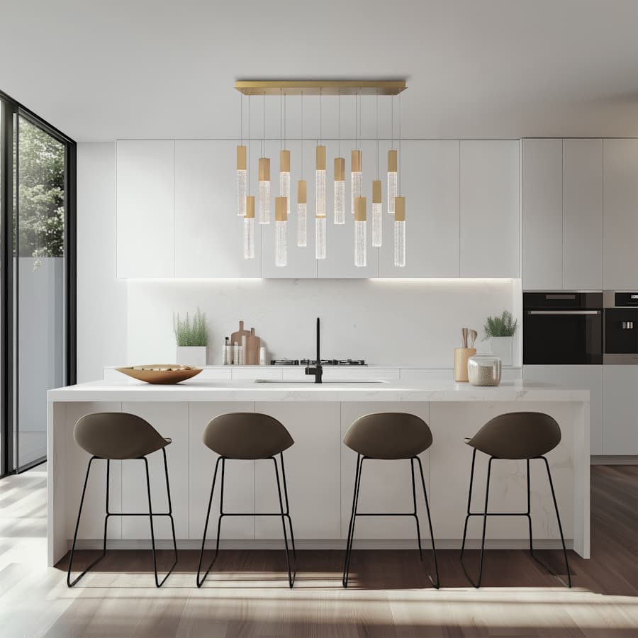 Modern Forms Cinema 40" Wide LED Crystal Linear Pendant with Clear, Seedy Crystal Shades