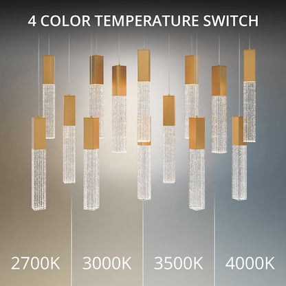 Modern Forms Cinema 40" Wide LED Crystal Linear Pendant with Clear, Seedy Crystal Shades