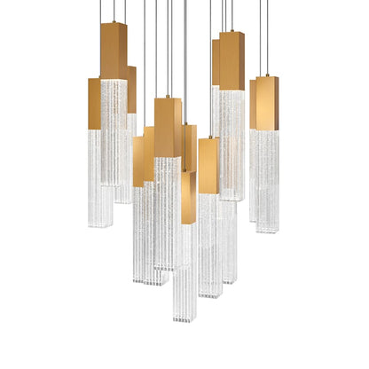Modern Forms Cinema 23" Wide LED Crystal Multi Light Pendant with Clear, Seedy Crystal Shades