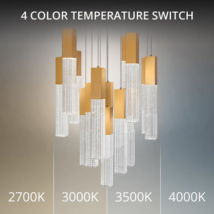 Modern Forms Cinema 23" Wide LED Crystal Multi Light Pendant with Clear, Seedy Crystal Shades