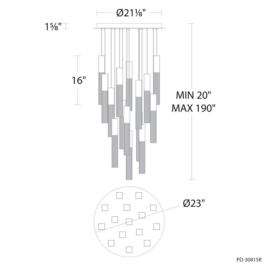 Modern Forms Cinema 23" Wide LED Crystal Multi Light Pendant with Clear, Seedy Crystal Shades