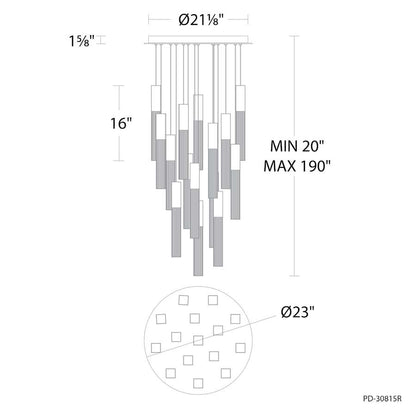 Modern Forms Cinema 23" Wide LED Crystal Multi Light Pendant with Clear, Seedy Crystal Shades