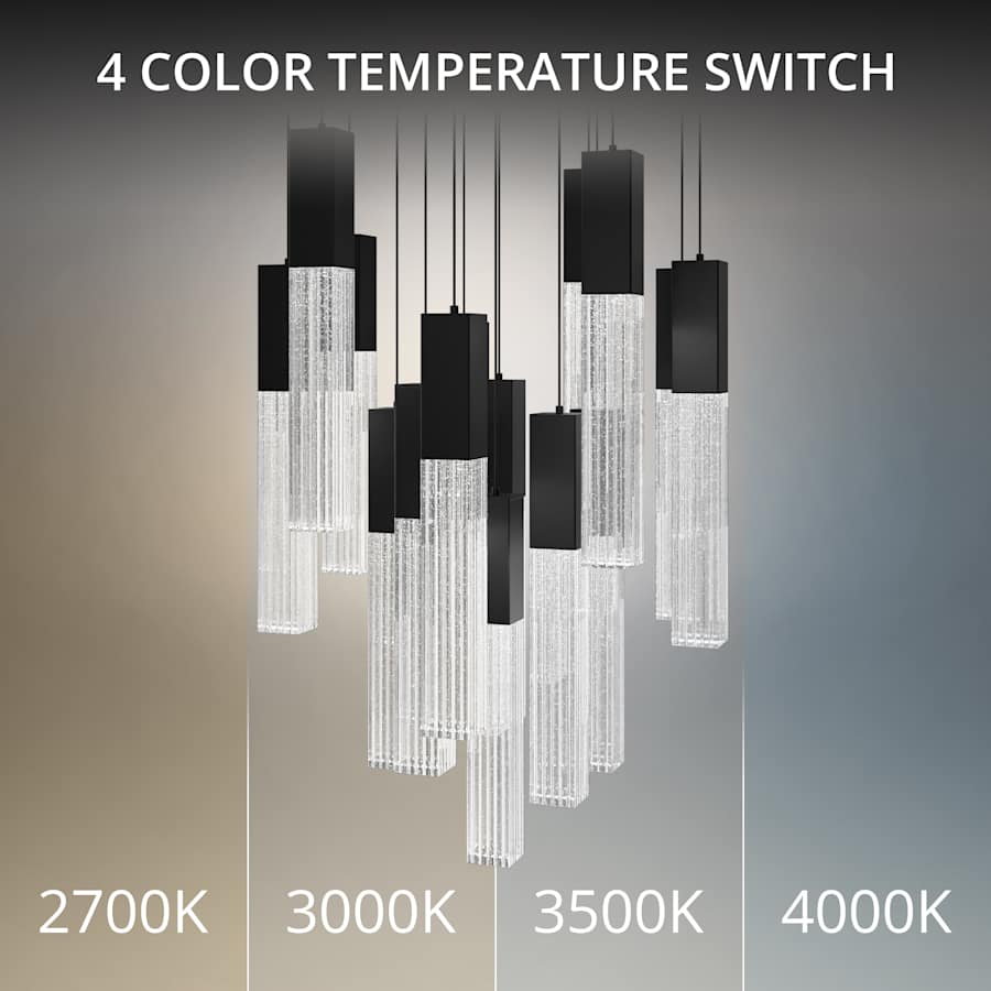 Modern Forms Cinema 23" Wide LED Crystal Multi Light Pendant with Clear, Seedy Crystal Shades