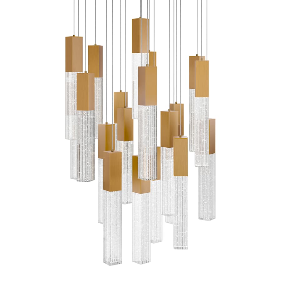 Modern Forms Cinema 25" Wide LED Crystal Multi Light Pendant with Clear, Seedy Crystal Shades