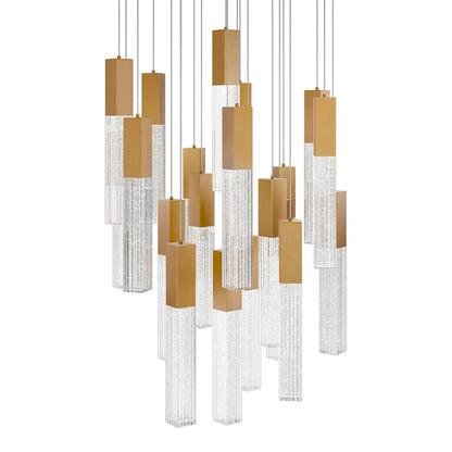 Modern Forms Cinema 25" Wide LED Crystal Multi Light Pendant with Clear, Seedy Crystal Shades