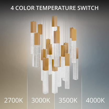 Modern Forms Cinema 25" Wide LED Crystal Multi Light Pendant with Clear, Seedy Crystal Shades