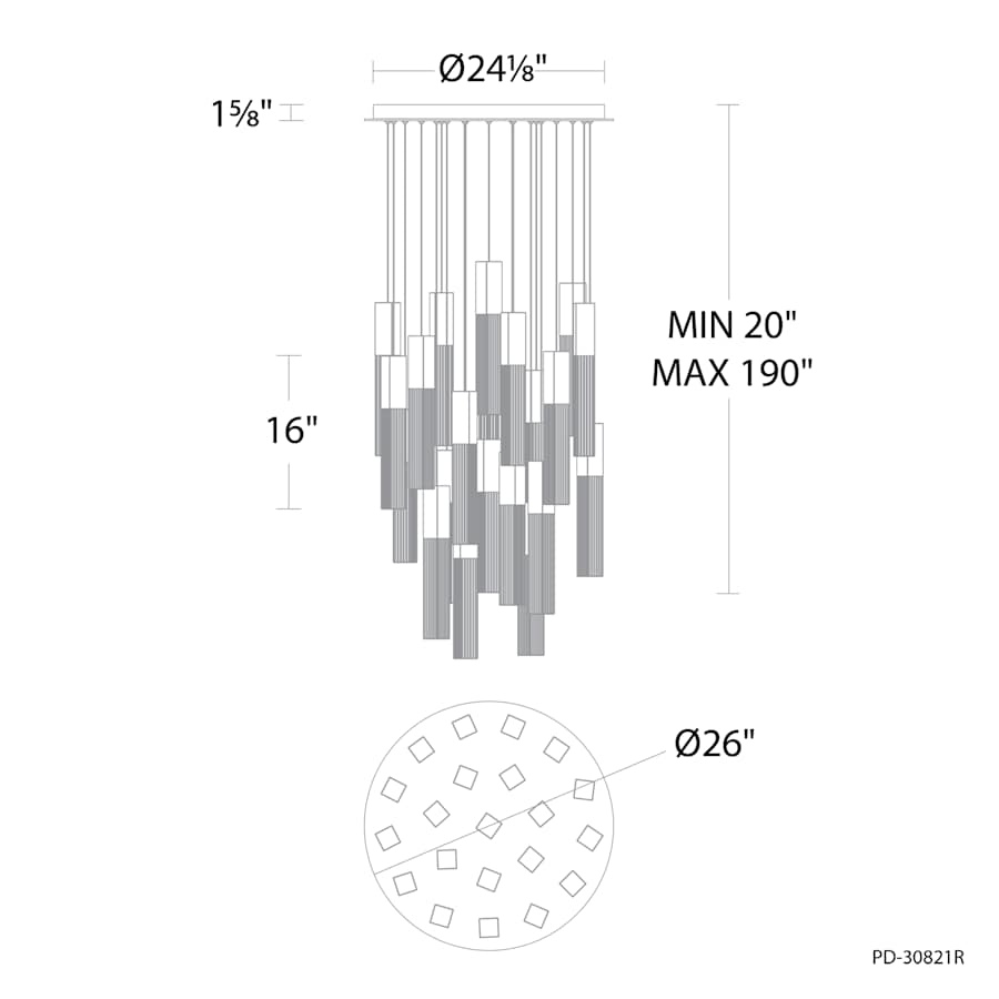 Modern Forms Cinema 25" Wide LED Crystal Multi Light Pendant with Clear, Seedy Crystal Shades