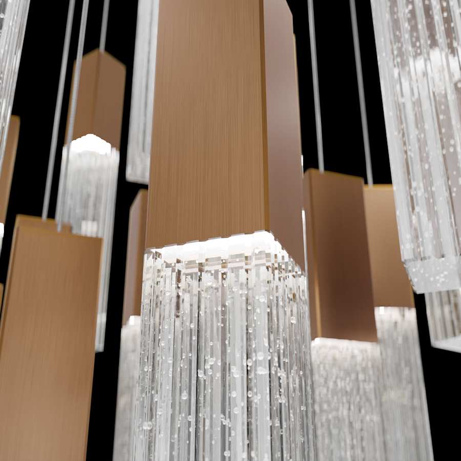 Modern Forms Cinema 25" Wide LED Crystal Multi Light Pendant with Clear, Seedy Crystal Shades