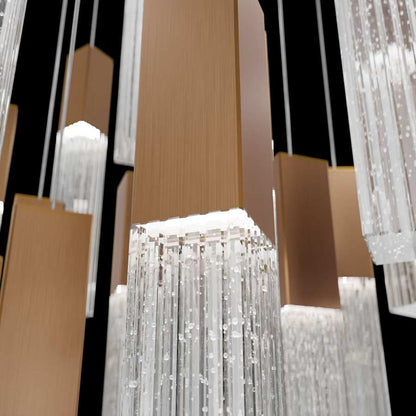 Modern Forms Cinema 25" Wide LED Crystal Multi Light Pendant with Clear, Seedy Crystal Shades